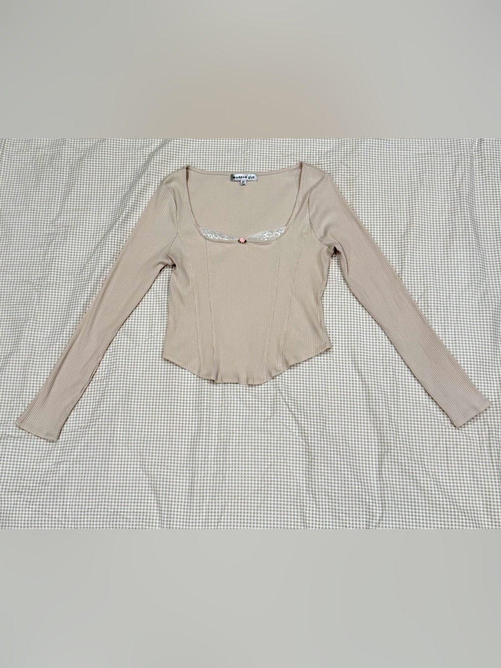 Madden Girl Y2K Coquette Lace Rosette Top